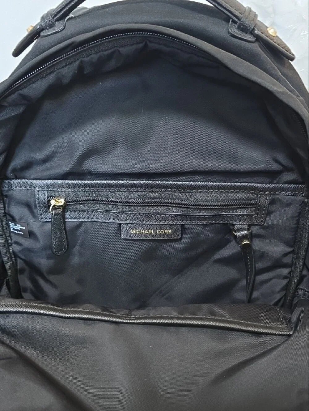 Michael Kors Black Nylon Backpack with Gold Accents